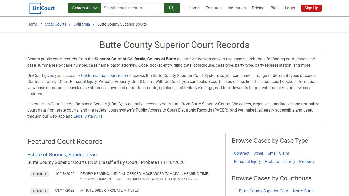 Butte County Superior Court Records | California | UniCourt